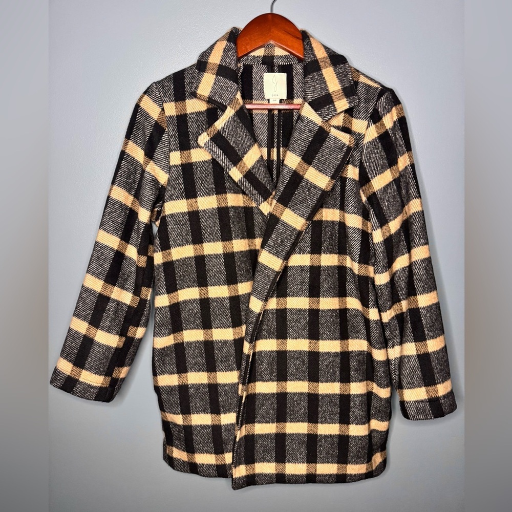 Joie Oversized Plaid Coat Cabincore Winter Cottagecore Coastal | Size Small